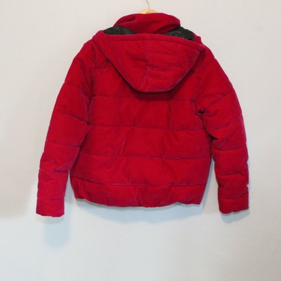 NWT River Island Velvet Hooded Padded Puffer Coat Pink Women's Size 8 H11583 - Picture 9 of 12